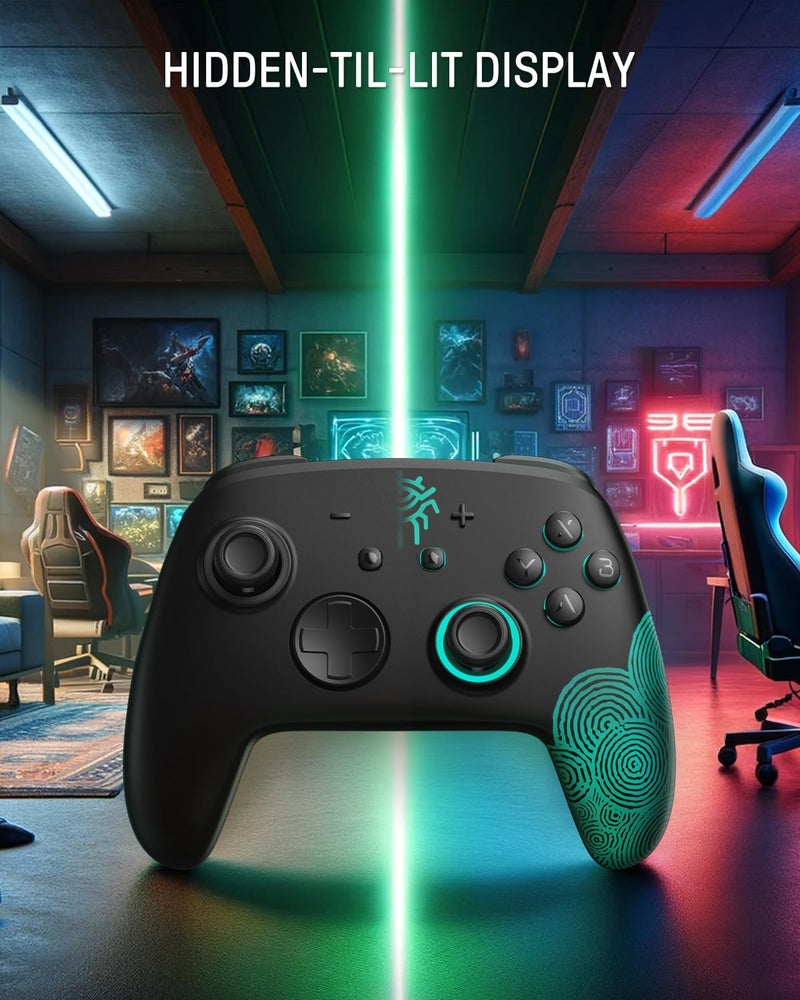 FUNLAB Switch 2 Pro Controller One-Key Wake Up for Switch2/OLED, Hall Effect Controller Wireless, Firefly Switch Controles with NFC Function, Black Bluetooth Remote Gamepad with 7 LED/Paddle/Turbo/Motion - Image 2
